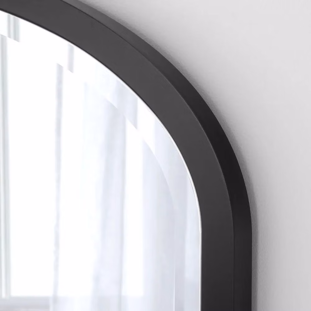 Yearn Mirrors Eternity Curved Arch Mantle Wall Mirror in Black with Bevelled Glass and Wood Frame – 2
