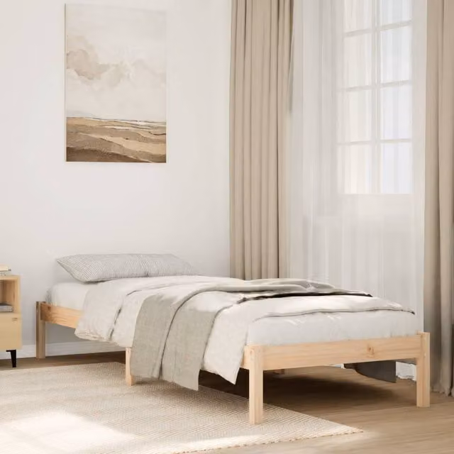 Berkfield Home Extra Long Solid Wood Pine Bed Frame in Brown, W/D/H: 90 x 210 cm – 1