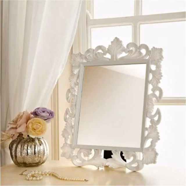 Biznest White Rectangular Tabletop Dressing Table Mirror