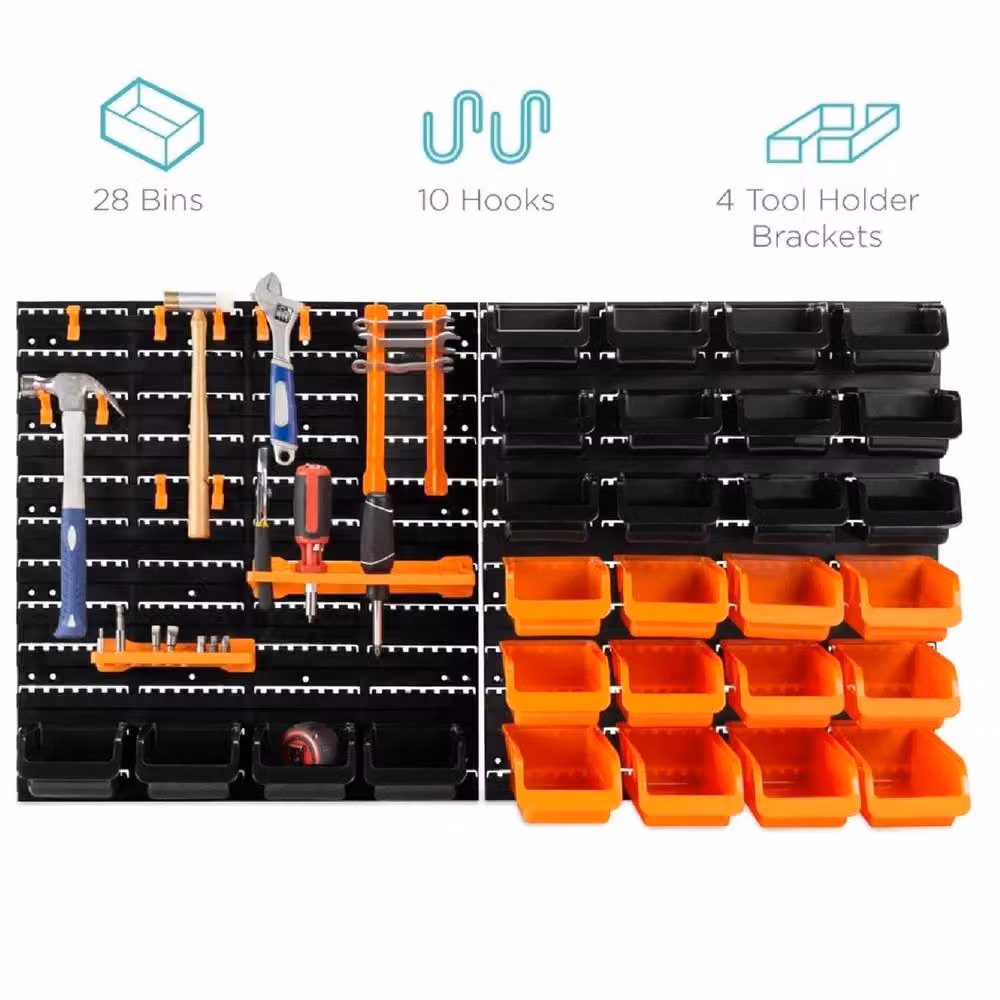 Havendro 44 Piece Wall Mounted Garage Storage Pegboard in Orange – 5