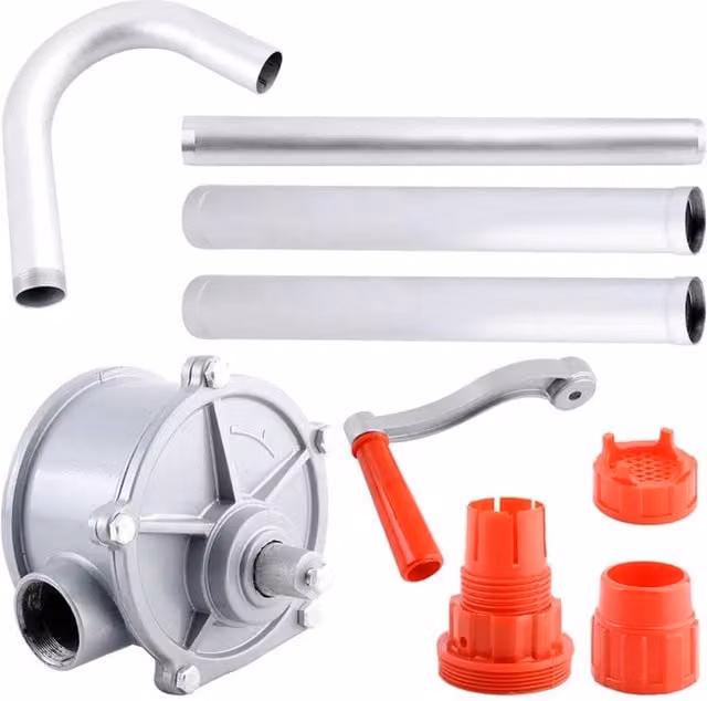Nordara 50" Rotary Hand Drum Oil Syphon Self Priming Diesel Fuel Transfer Pump in Silver – 1
