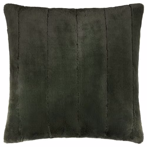 Paoletti Empress Faux Fur Velvet Decorative Cushion in Green and Brown, W/D/H: 55 x 55 x 55 cm