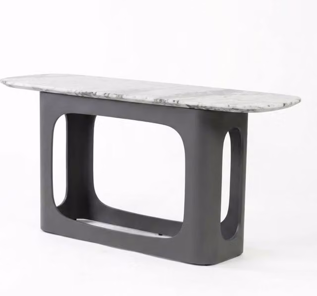 HOME LUXE INTERIOR Lina Grey Marble Console Table - Modern Stone Hallway Entryway Desk