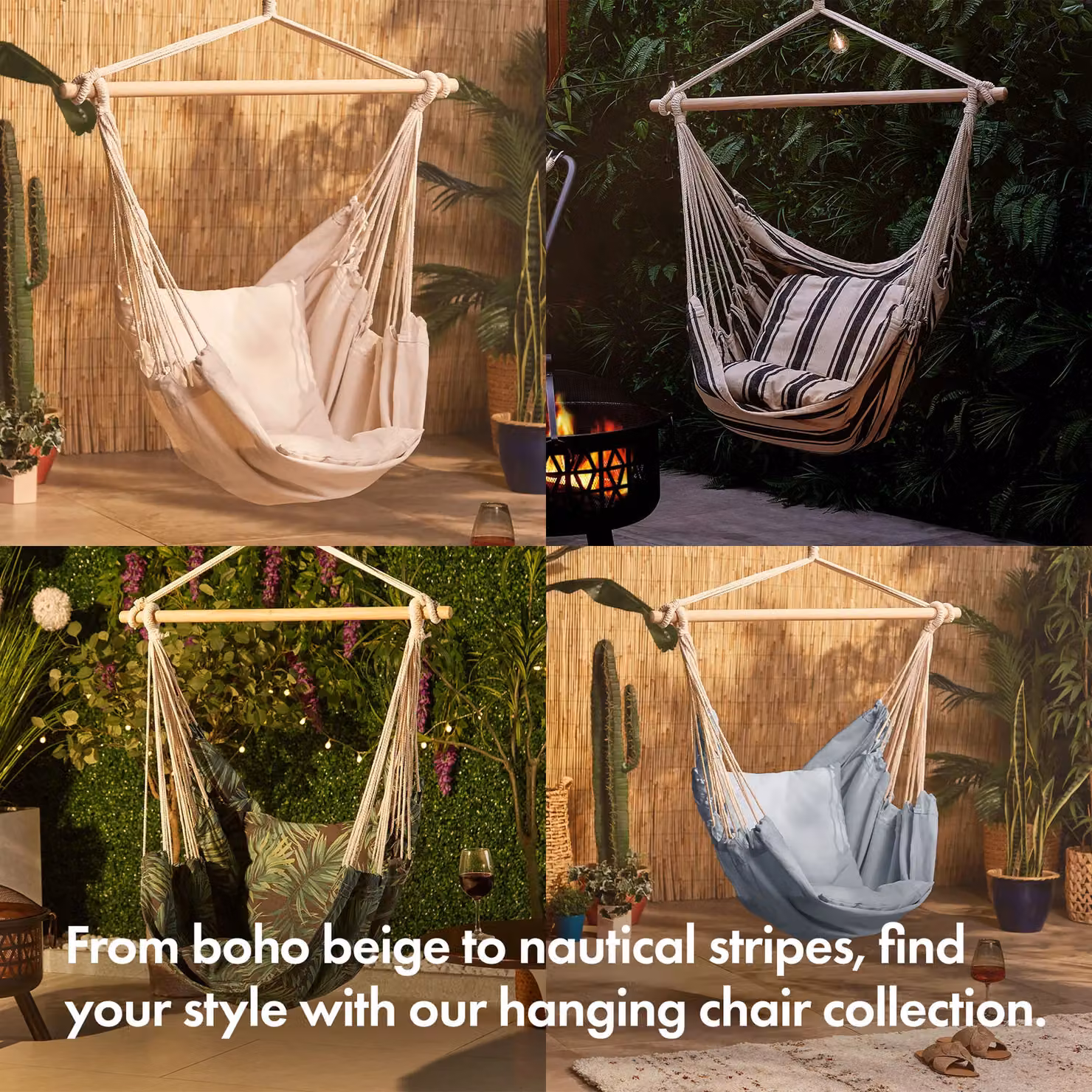 VonHaus Grey Outdoor Hanging Chair with Attachments, Boho Style 1 Seater Rope Garden Swing Seat and Hammock Chair – 4