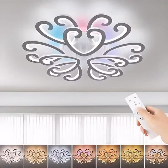 KORVIXA Modern RGB LED Ceiling Light, Dimmable Multicolour Chandelier in White