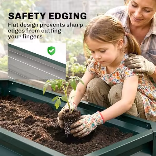 Outsunny Set of 2 Green Steel Raised Garden Beds, W/D/H: 110 x 50 x 30 cm – 3