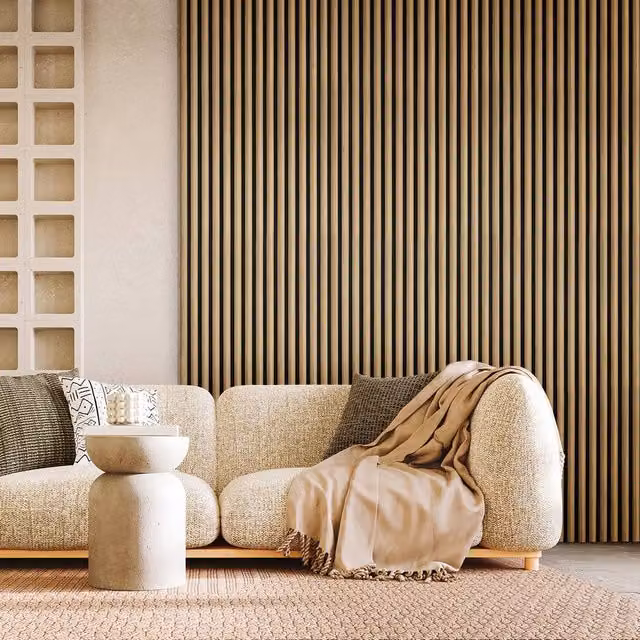 Fuse Acoustic Wooden Reeded Wall Panel in Natural Oak, W: 60 cm, H: 240 cm – 1