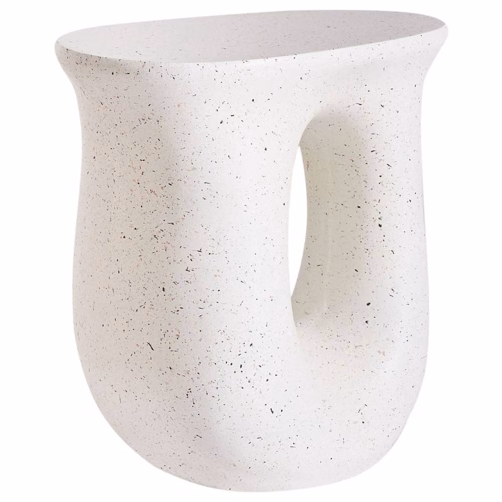 Wyld and Coco White Terrazzo Effect Round Accent Side Table – 2