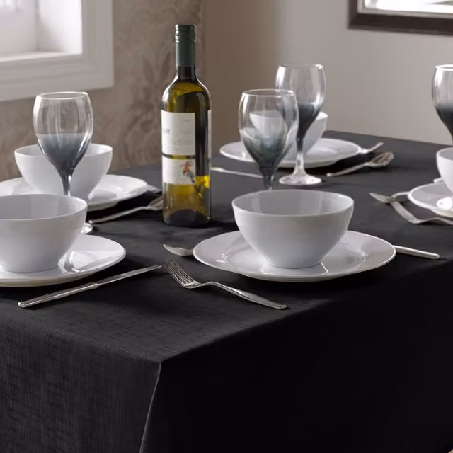 Terrys Plain Black Polyester Tablecloth
