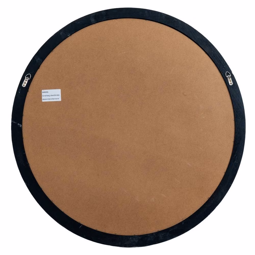Lemon Pavilion Furniture and Decor Black Wood Round Window Mirror, W100 x H100 cm – 4