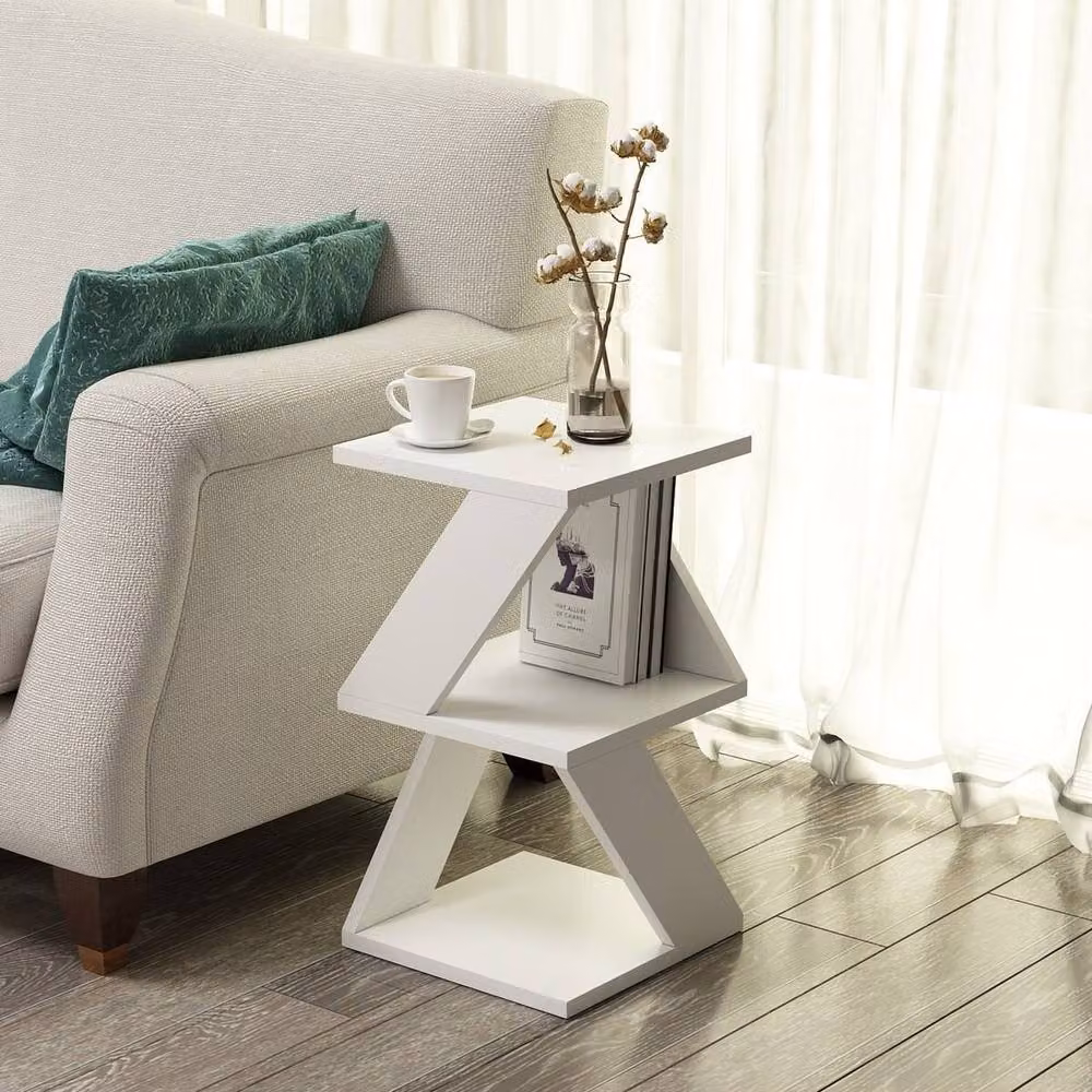 CALICOSY Albeni 3-Tier Side Table in White, W/D/H: 30 x 30 x 50 cm – 2