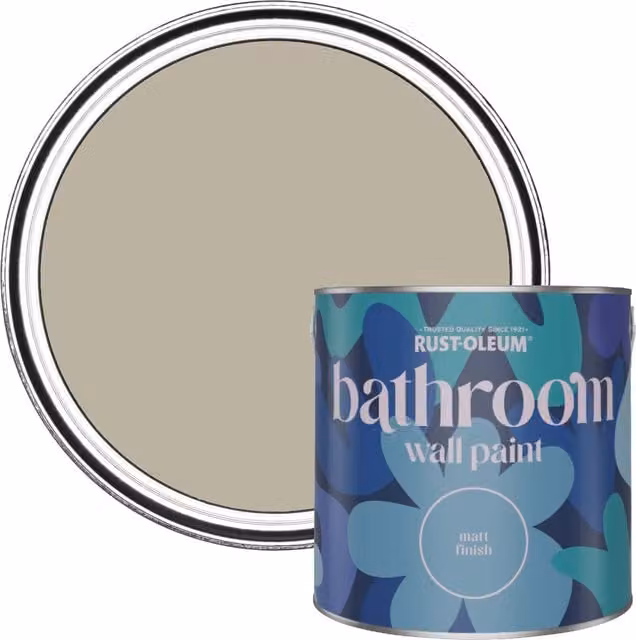 Rust-Oleum Water-Based Matt Bathroom Wall and Ceiling Paint in Quarry Lime Beige, 2.5 l – 1