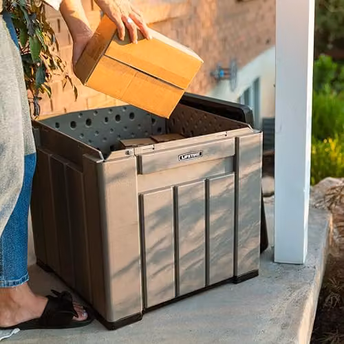 LIFETIME Grey Plastic Outdoor Storage Box with Removable Lid, W/D/H: 51 x 51 x 51 cm – 4