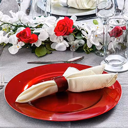 Argon Tableware Metallic Red Melamine Charger Plate, Diameter: 33 cm – 4