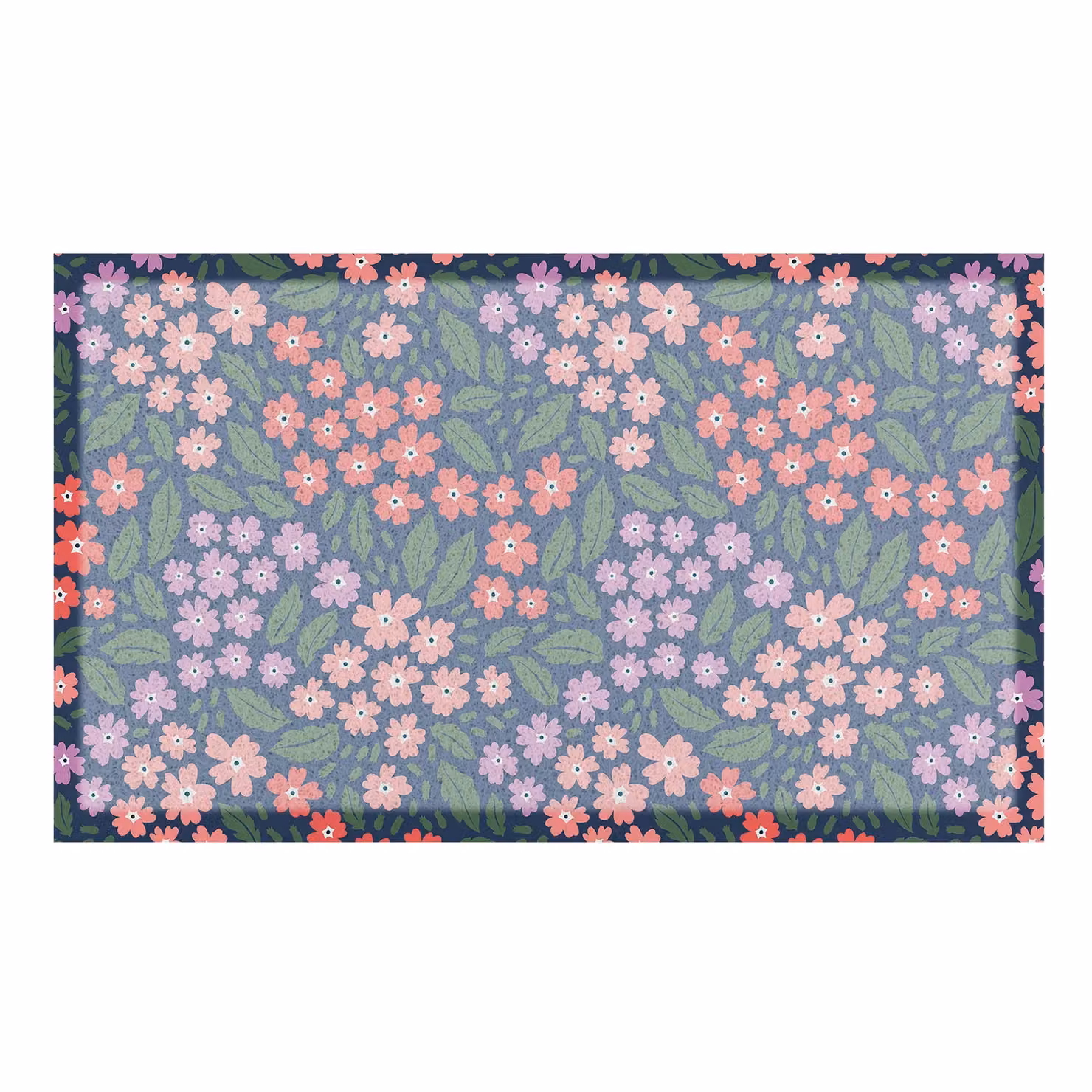 Artsy Mats Blue and Pink Floral Indoor Outdoor Doormat, W: 70 cm, D: 40 cm – 3