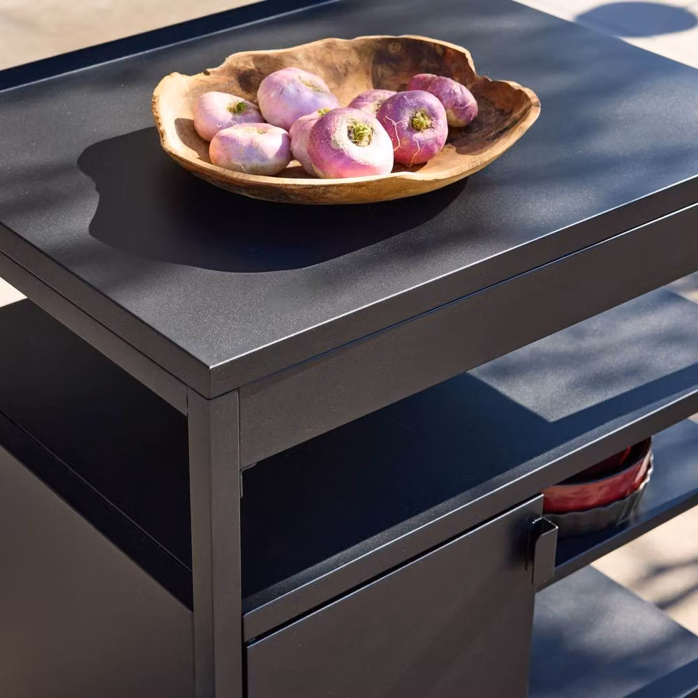 sweeek Black Stainless Steel Outdoor Kitchen Storage Module with 1 Door and 3 Shelves, W: 80 cm, D: 60 cm, H: 92.5 cm – 5
