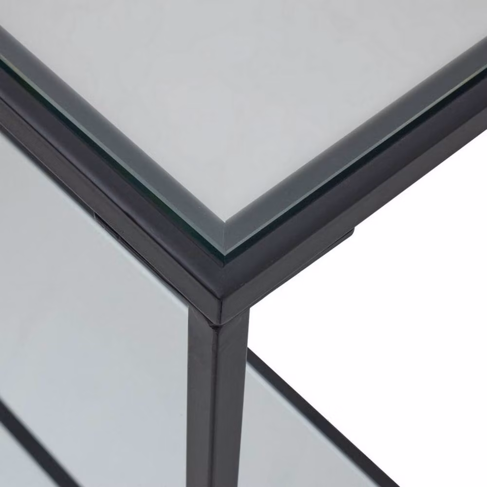 Lemon Pavilion Furniture and Decor Lennox Framed Console Table in Black with Glass and Metal, W132 x D36 x H81 cm – 2
