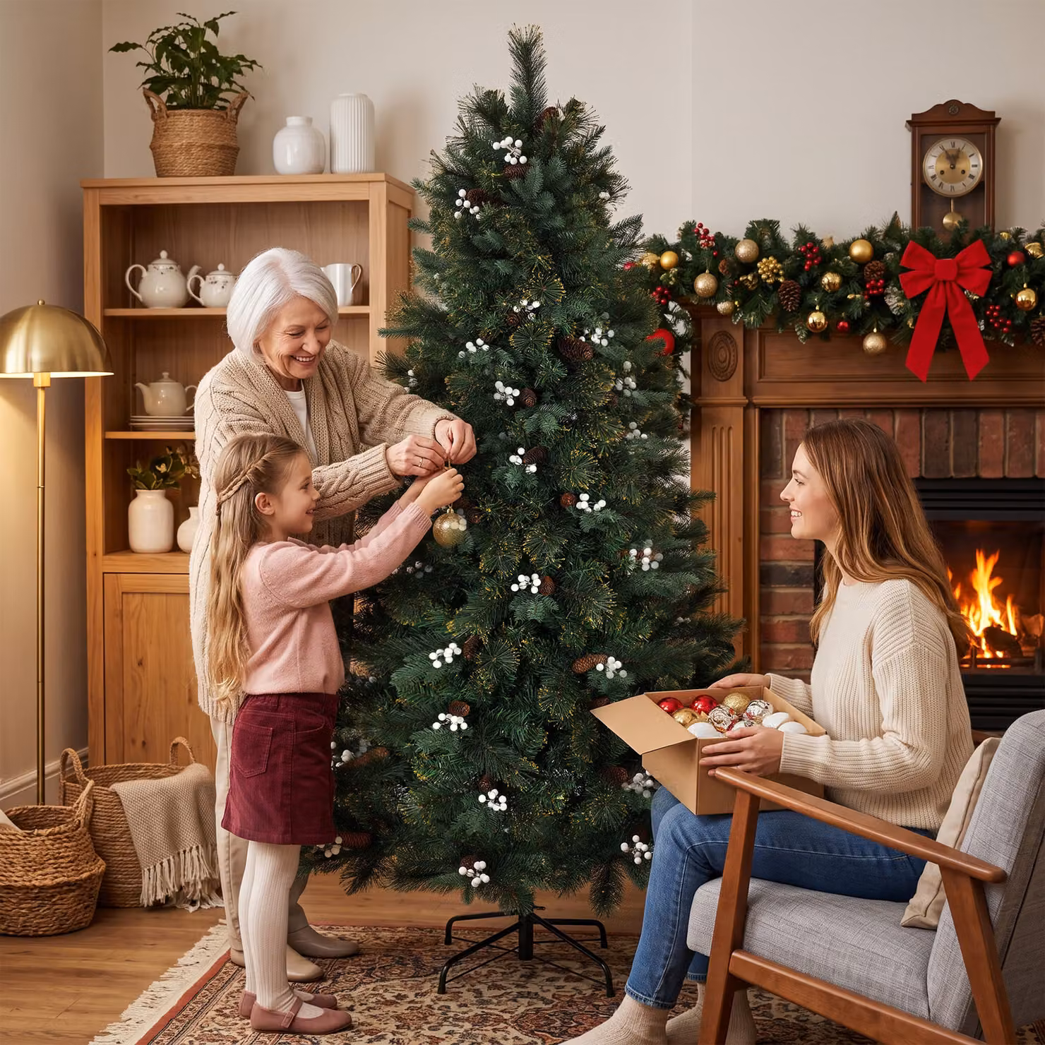 HOMCOM 6ft Green Artificial Fir Christmas Tree with 716 Branch Tips and Metal Stand – 9