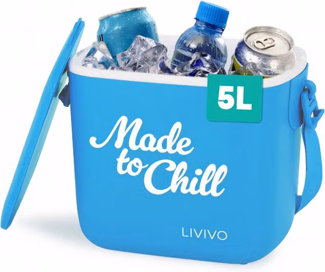 LIVIVO Lightweight Portable Foam Insulated Cool Box, 5 l, Blue