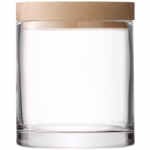 LSA International Lotta Glass Container with Ash Wood Lid, Clear, H: 19 cm – 2