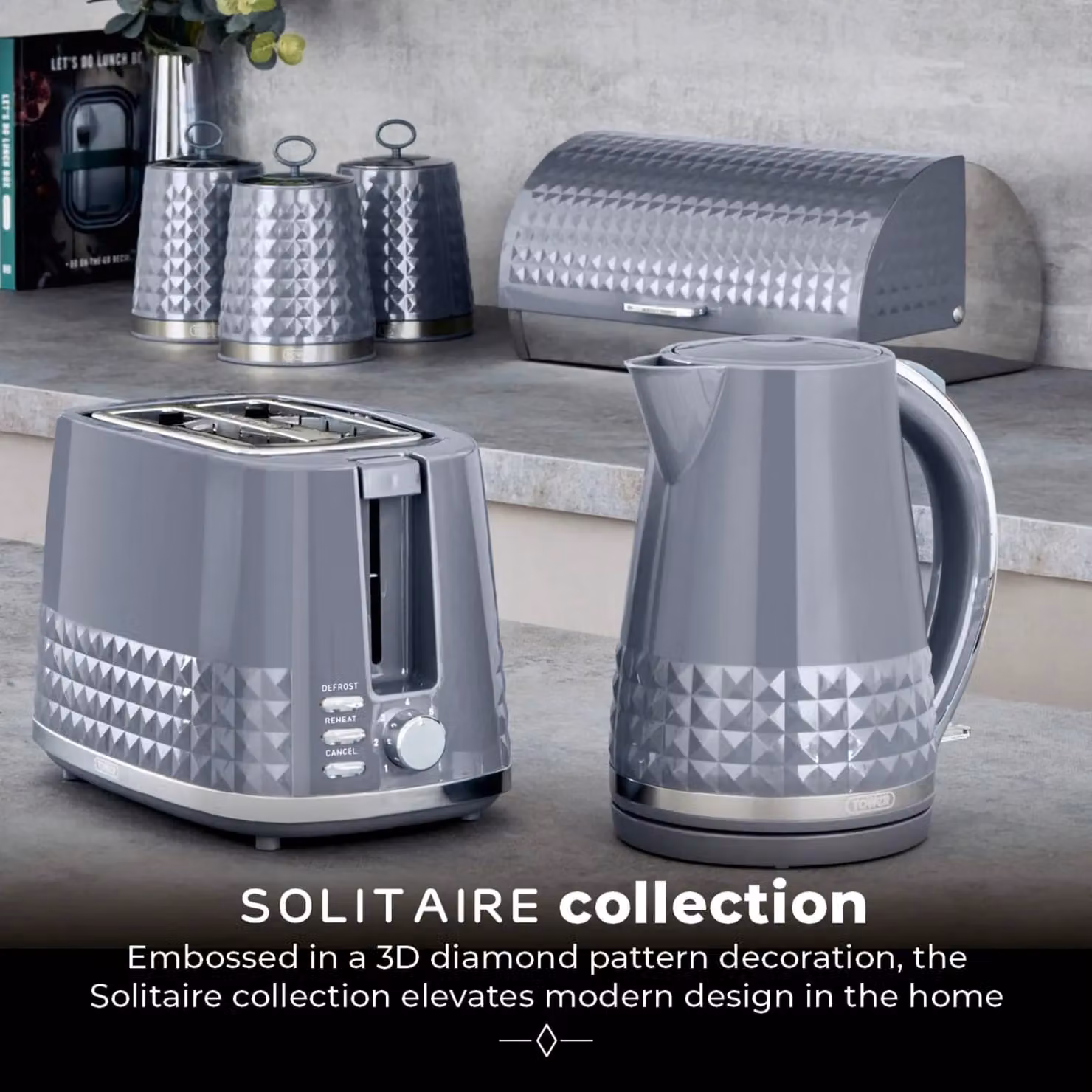Tower Solitaire 2 Slice Toaster, 850W, Grey with Cable Storage – 6