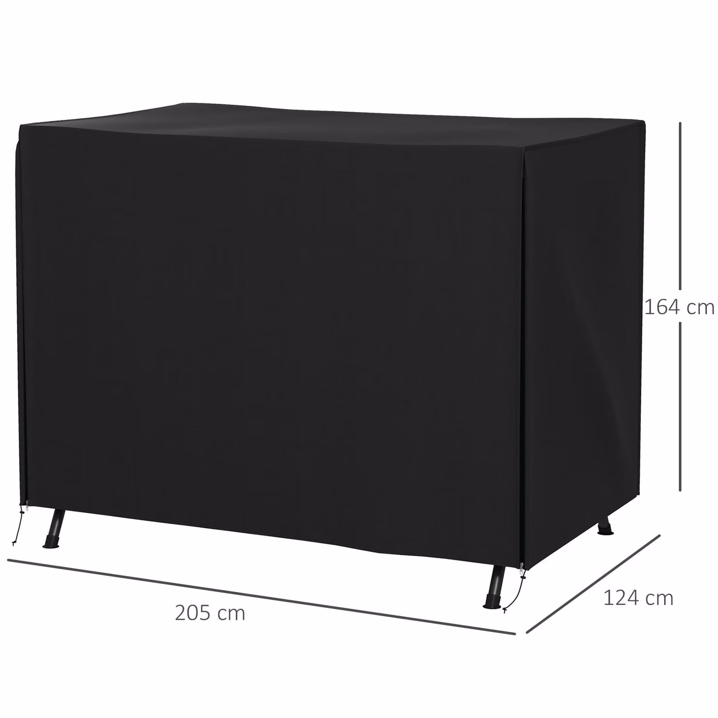 Outsunny Black Water-Repellent Three-Seater Swing Chair Protective Cover, W: 205 cm, D: 124 cm – 3