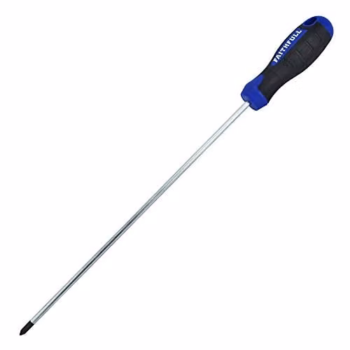 Faithfull Soft-Grip Long Reach Pozidriv PZ2 Screwdriver, Blue and Black