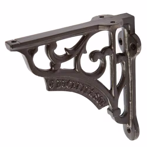 Hammer and Tongs Ornate Matt Black Iron Shelf Brackets, Pack of 2 – 4