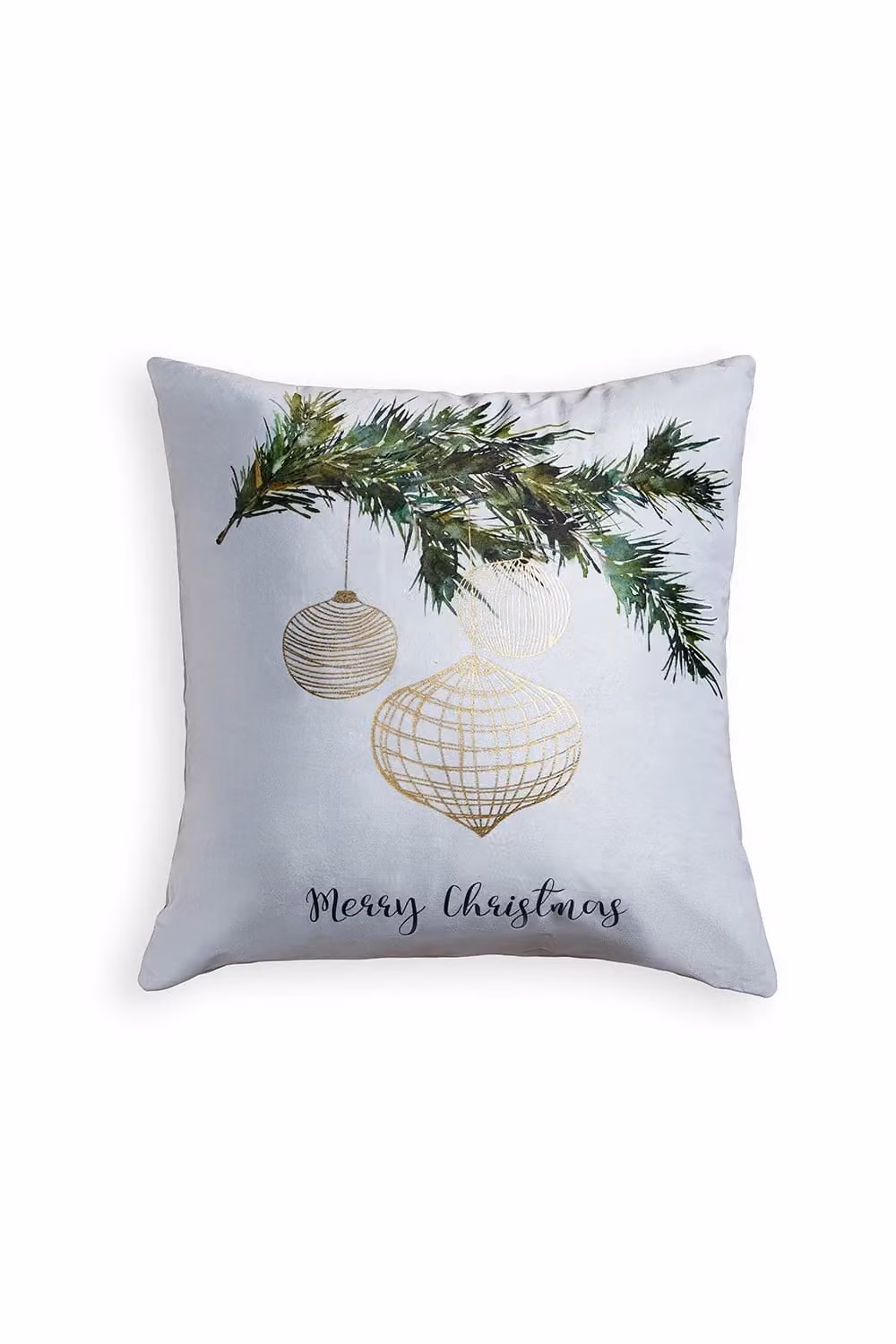 BHS Christmas Foil Bauble Design Square Cushion in Green, Gold and White, W/D/H: 45 x 45 x 45 cm – 2