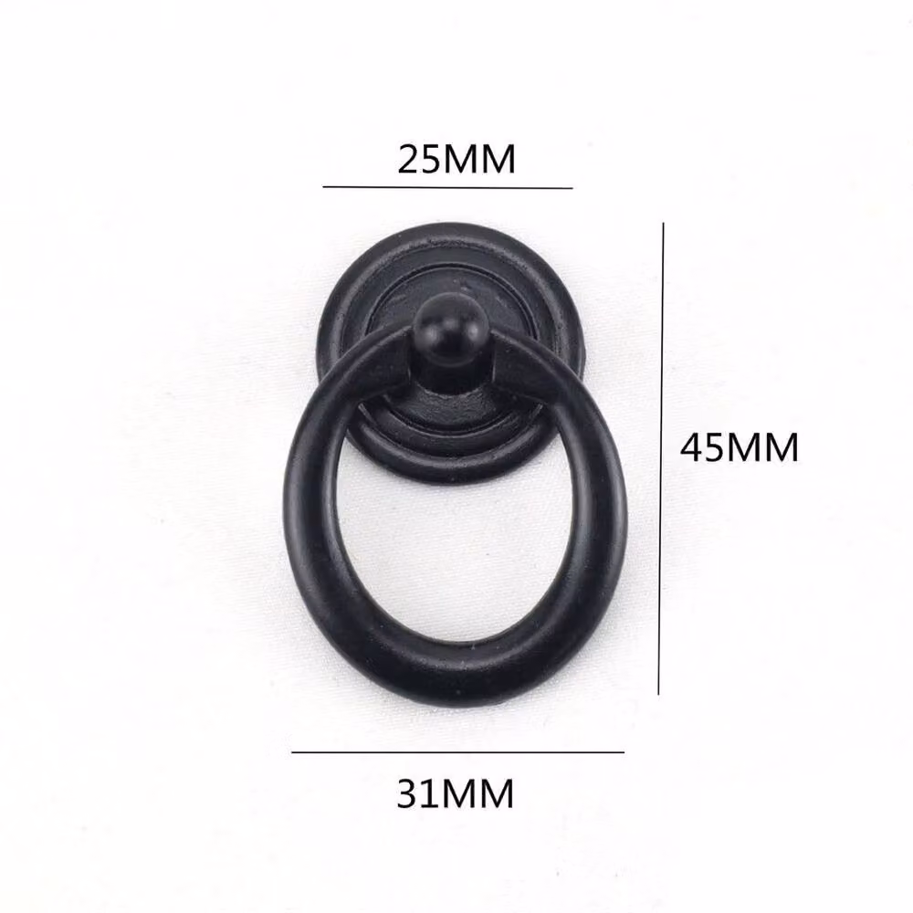 PAWNORA 2-Piece Matt Black Ring Pull Cabinet Knobs – 2