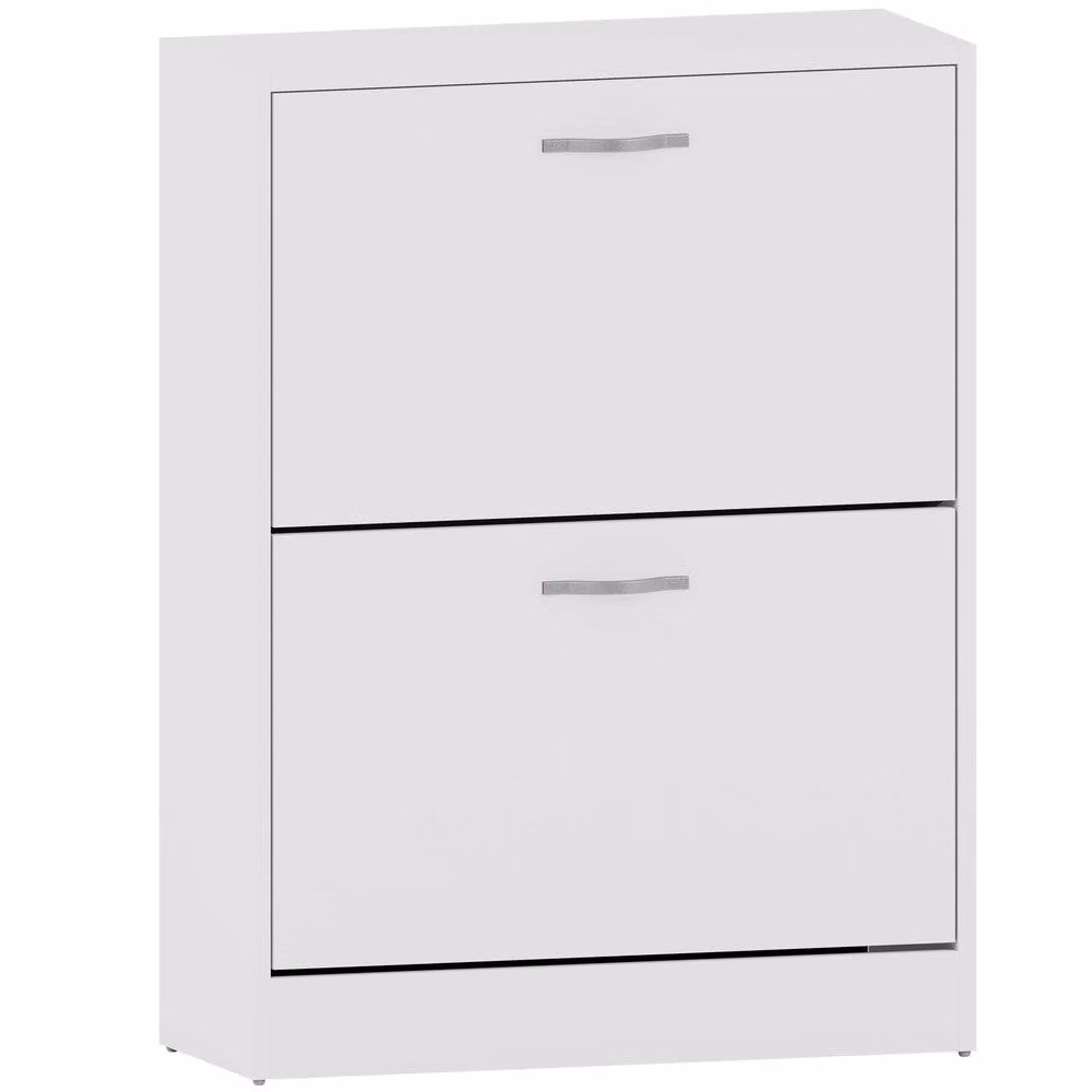 HD Designs Vida Designs Modern White 2 Drawer Shoe Cabinet with Tilting Compartments – 2
