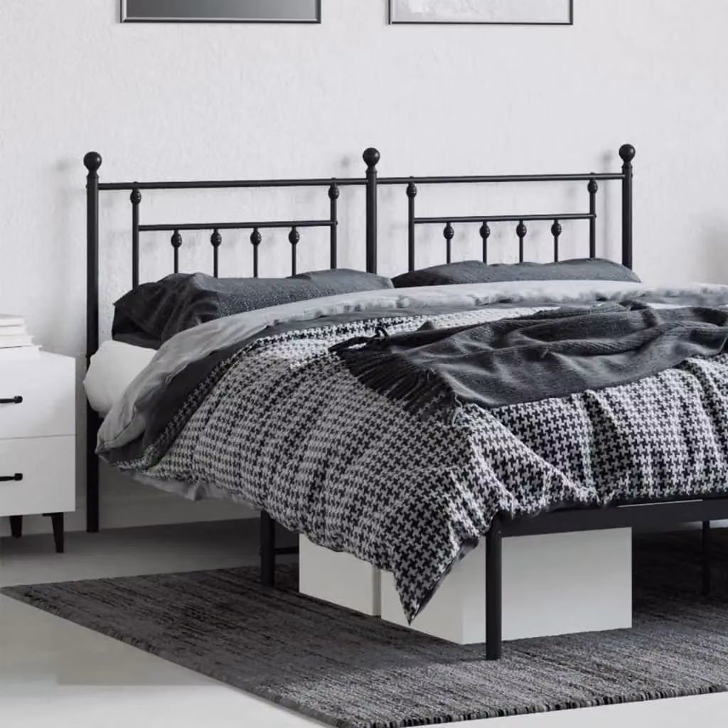 Berkfield Home Classic Metal Headboard in Black, 160 cm – 3