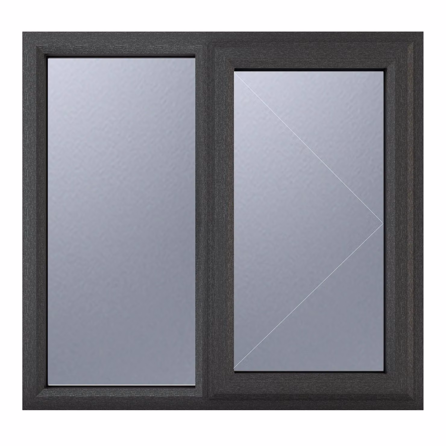 Crystal Direct Top Hung Double Window with Obscure Glass and Fixed Light in Dark Grey, W: 90.5 cm, H: 96.5 cm – 2