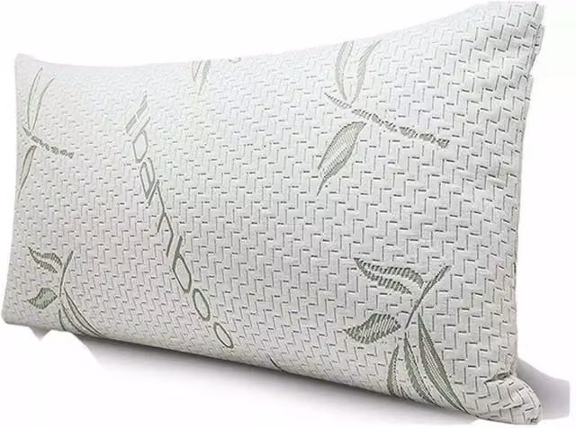 R&G White Rectangular Memory Foam Bamboo Pillow with Antibacterial and Breathable Properties