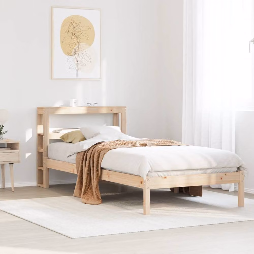 Berkfield Home Small Single Solid Wood Pine Bed Frame in Light Brown, W/D/H: 75 x 190 cm – 1