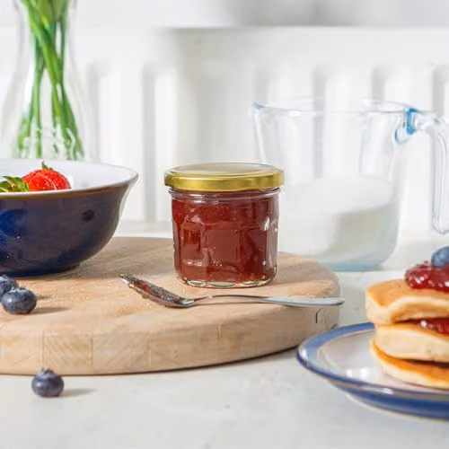 Argon Tableware Glass Jam Jars with Airtight Gold Lids, 130ml, Pack of 24 – 2