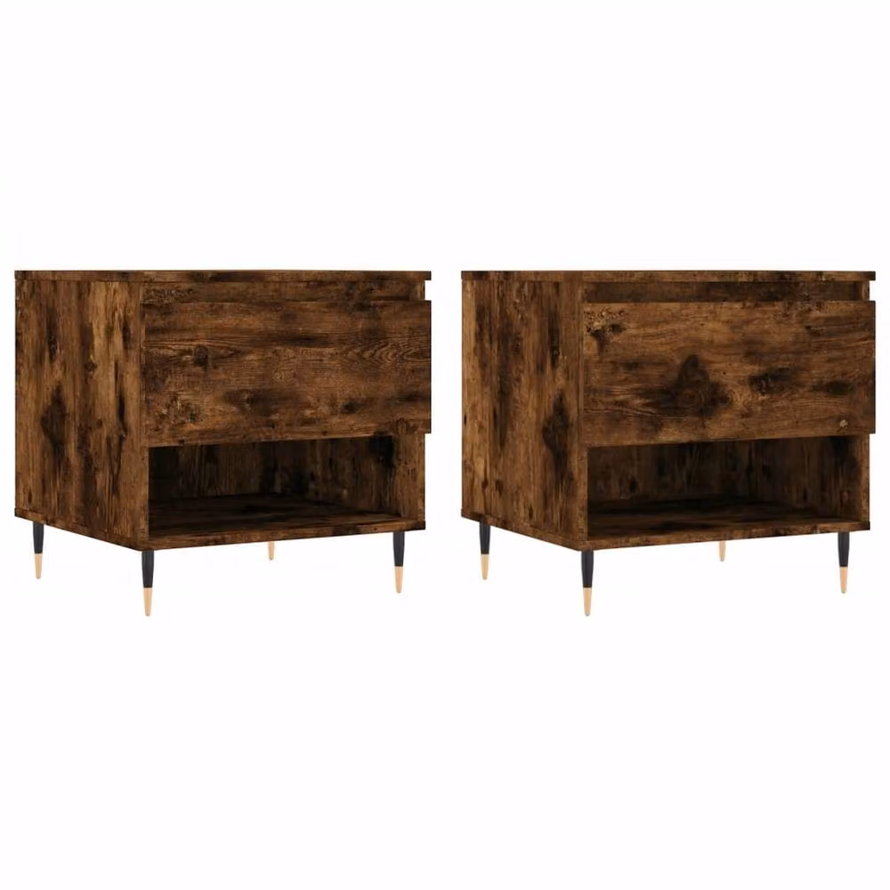 Berkfield Home Modern Nested Coffee Tables, 2 Piece Set, Smoked Oak Brown, W/D/H: 50 x 46 x 50 cm – 3