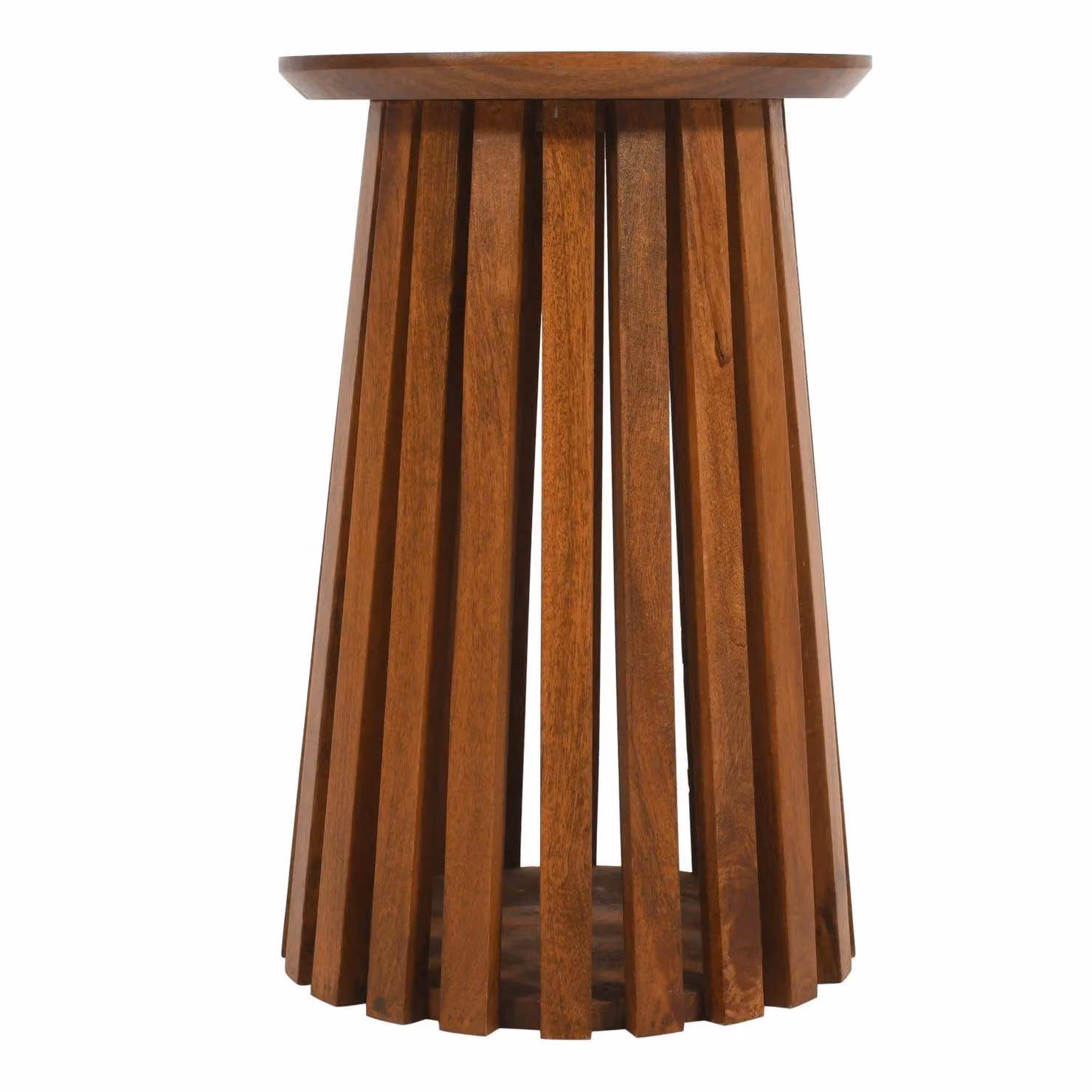 IH Design Carney Mango Wood Slatted Side Table in Brown – 2