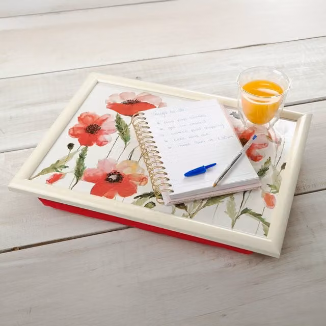 Creative Tops Floral Lap Tray in Red and White