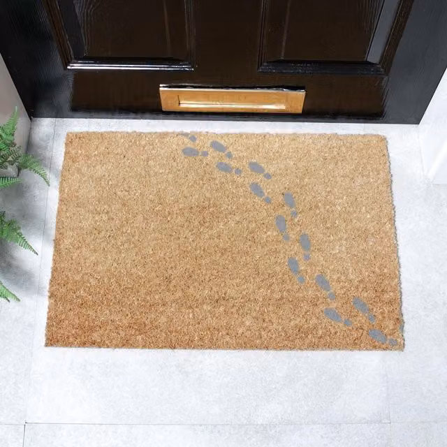 Artsy Mats Grey Tiny/Small Footprints Doormat, W: 60 cm, D: 40 cm
