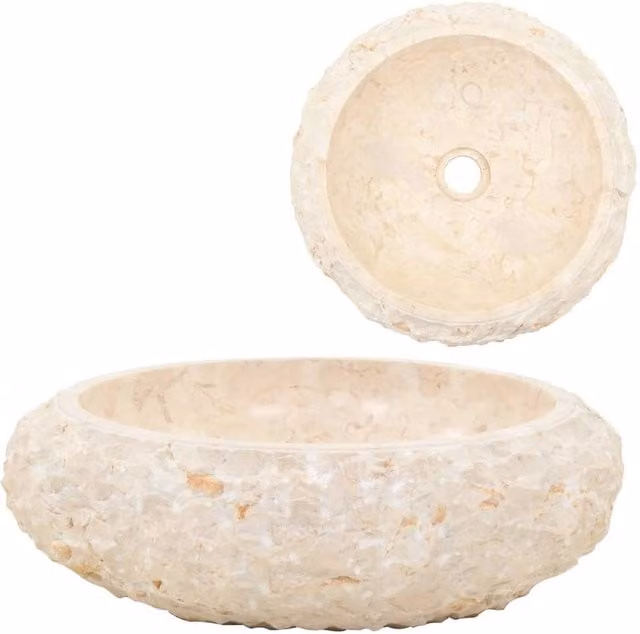 Berkfield Natural Stone Home Sink in Beige, W/D/H: 40 x 12 x 12 cm