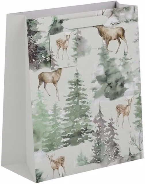 Kingsbury Gifts Medium Traditional Reindeer Christmas Paper Gift Bags in Red, Green and Multicolour