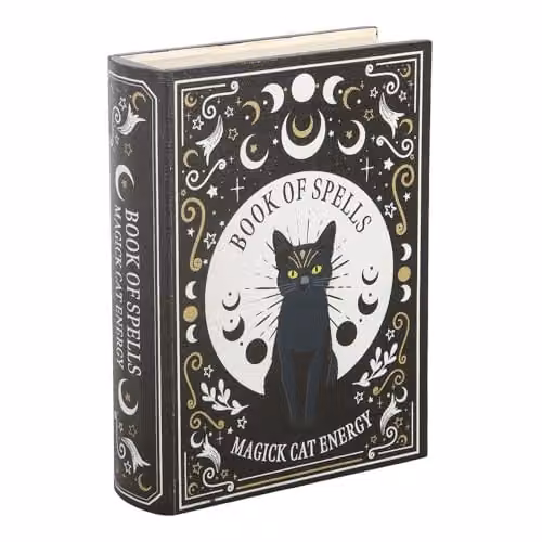 Something Different Wholesale Black Cat Magick Book of Spells Shaped Storage Box with Lid