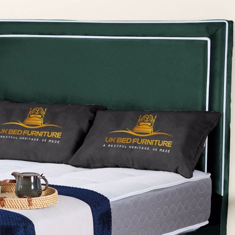 UK Bed Furniture Ariana Green Velvet Upholstered Bed Frame, Size: 200 x 200 cm – 2