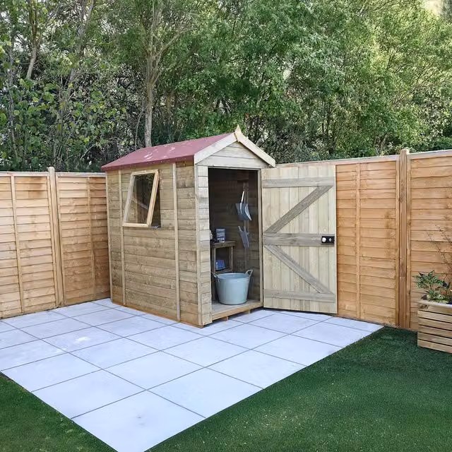 Forest Garden Timberdale Pressure Treated 6x4 Apex Wood Shed in Brown