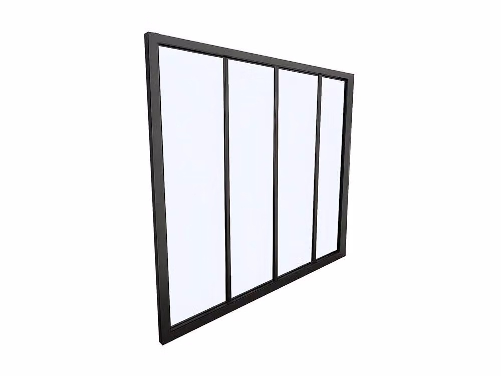Vente-unique Powder-Coated Aluminium and Glass Partition, Black, W: 120 cm, H: 105 cm – 2