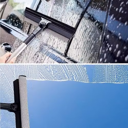 Simply Auto 2-in-1 Telescopic Squeegee and Sponge in Black with Extendable Handle 69.5 cm to 118 cm – 3