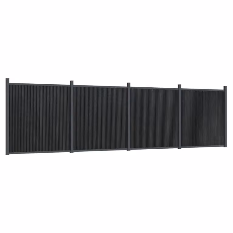 Berkfield Home Grey WPC and Aluminium Fence Panel, W: 699 cm, H: 186 cm
