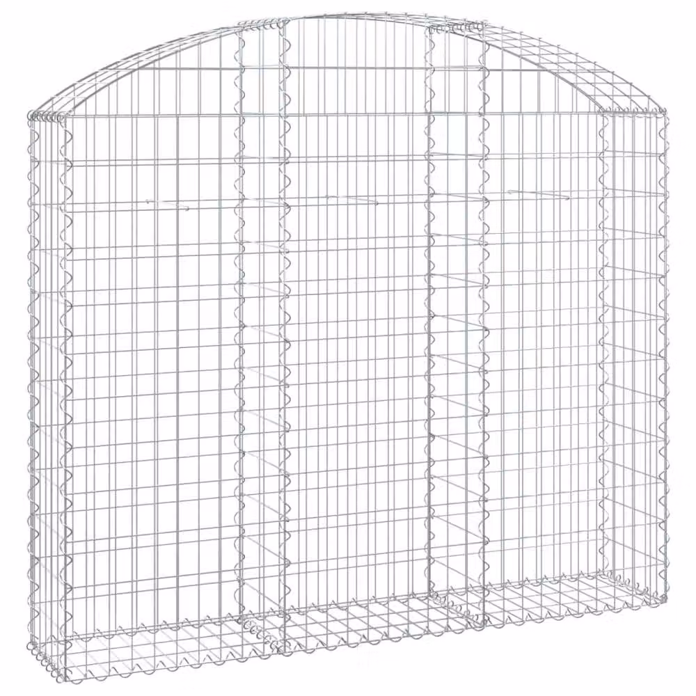 Berkfield Home Arched Gabion Basket in Silver Galvanised Steel, W: 150 cm, D: 30 cm, H: 120-140 cm – 2