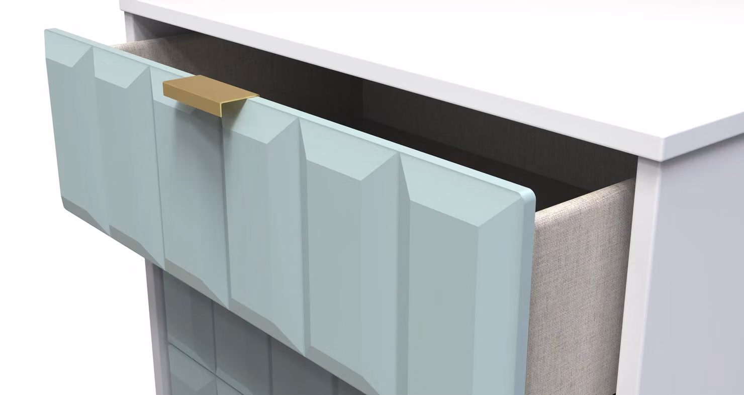 Ready Assembled 2 U Metro 3 Drawer Chest in Duck Egg Blue and Gold – 3